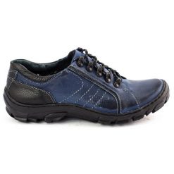 KOMODO Buty męskie trekkingowe skóra 904 granatowe niebieskie. Niebieskie trekkingi bez wzorów, z jeansu, bez zapięcia. Za 367.89 zł.