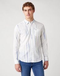 KOSZULA MĘSKA WRANGLER LS 1PKT SHIRT WHITE W5A9OG989 112130089. Białe koszule Wrangler, m, bez wzorów, bez kołnierzyka, bez ramiączek. Za 129.99 zł.