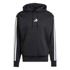 Bluza z kapturem adidas Essentials 3-Stripes Fleece. Czarne bluzy z kapturem Adidas, na zimę, xl, bez wzorów, z bawełny, z kapturem. Za 200.99 zł.