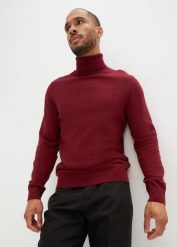 Sweter z golfem z kaszmirem. Szare golfy bonprix, l, bez wzorów, z dzianiny, bez ramiączek. Za 139.99 zł.