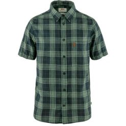 Koszula podróżnicza męska Fjallraven Ovik Travel Shirt S/S. Niebieskie koszule Fjällräven, l, bez wzorów, z materiału, bez kołnierzyka, bez ramiączek. Za 397.90 zł.