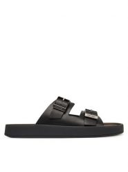 Calvin Klein Klapki Ergon Double Bar Sandal Lth HM0HM02097 Czarny. Czarne klapki CALVIN KLEIN, ze skóry. Za 529.99 zł.