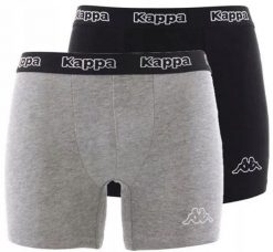Bokserki Kappa 2-pak Czarno-szary Czarny/szary. Czarne bokserki 909, m, bez wzorów, z bawełny. Za 122.99 zł.