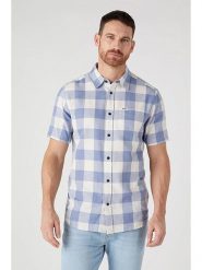 Wrangler Koszula - Regular fit - w kolorze biało-błękitnym rozmiar: 3XL. Białe koszule Wrangler, xl, bez wzorów, z bawełny, bez kołnierzyka, bez ramiączek. Za 105.14 zł.