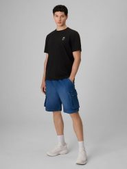 4F Spodenki casual cargo męskie - denim L. Niebieskie szorty 4F, l, bez wzorów, z denimu, casualowe. Za 159.99 zł.