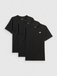 4F T-shirt regular gładki męski (3-pack) - czarny S. Czarne t-shirty 4F, m, bez wzorów, z bawełny, bez kołnierzyka, bez ramiączek. Za 129.99 zł.