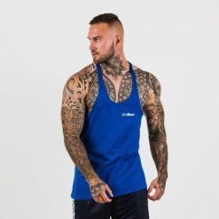 Podkoszulek męski fitness oddychający granatowy Stringer. Niebieskie podkoszulki GYMBEAM, m, bez wzorów, z bawełny, bez ramiączek. Za 41.90 zł.