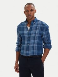 Tommy Hilfiger Koszula Madras Check MW0MW42399 Niebieski Regular Fit. Niebieskie koszule Tommy Hilfiger, m, bez wzorów, ze lnu, bez kołnierzyka, bez ramiączek. Za 529.99 zł.