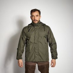 Kurtka outdoor wodoodporna Solognac 100. Brązowe kurtki SOLOGNAC, l, bez wzorów, z materiału, bez kaptura. Za 149.99 zł.
