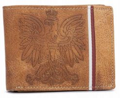 Portfel patriotyczny j. brązowy N992A-HP-BL. Brązowe portfele Inny, bez wzorów, ze skóry. Za 69.99 zł.