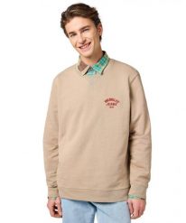 MESKA BLUZA WRANGLER SMALL LOGO CREW TIMBERWOLF 112364092. Bluzy Wrangler, xl, bez wzorów, bez kaptura. Za 149.99 zł.