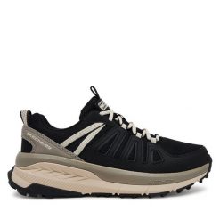Trekkingi Skechers. Czarne buty trekkingowe Skechers, bez wzorów, bez zapięcia. Za 249.99 zł.