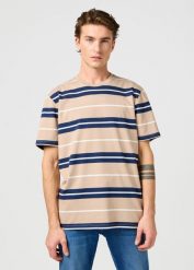 MESKA KOSZULKA WRANGLER STRIPE TEE TIMBERWOLF 112362785. T-shirty Wrangler, xl, bez wzorów, bez kołnierzyka, bez ramiączek. Za 99.99 zł.