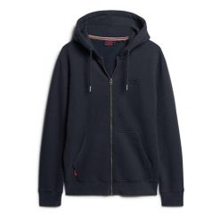 Bluza z kapturem zapinana na zamek z logo Superdry Essential. Niebieskie bluzy z kapturem Superdry, s, bez wzorów, z bawełny, z kapturem. Za 340.25 zł.