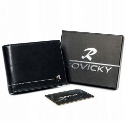 Portfel skórzany Rovicky N992-CMC czarny. Czarne portfele ROVICKY, bez wzorów, ze skóry. Za 74.99 zł.