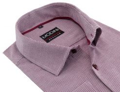 Bordowa koszula męska w pepitkę Modini DD1. Czerwone koszule Modini Moda Męska, m, bez wzorów, z bawełny, bez kołnierzyka, bez ramiączek. W wyprzedaży za 179.10 zł.