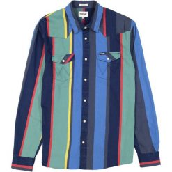WRANGLER LS 2 PKT WESTERN SHIRT MĘSKA KOSZULA MATERIAŁOWA W PASKI VIRIDIS GREEN W5A0MZXCQ 112129937. Zielone koszule Wrangler, m, bez wzorów, z materiału, bez kołnierzyka, bez ramiączek. Za 129.99 zł.