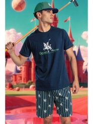 Admas Piżama w kolorze granatowo-zielonym rozmiar: L. Niebieskie piżamy admas, l, bez wzorów, z bawełny, bez ramiączek. Za 118.01 zł.