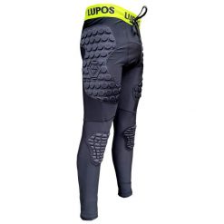 Legginsy kompresyjne bramkarskie Lupos padded - XXS. Czarne legginsy długie sportowe LUPOS, s, z aplikacjami, z elastanu, do koszykówki. Za 165.28 zł.