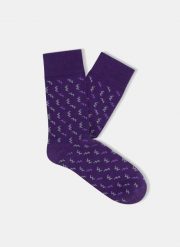 Fioletowe skarpetki w zygzaki P000B-SX-514-F. Fioletowe skarpety Pako Lorente, bez wzorów. Za 39.99 zł.
