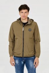 PHILIPP PLEIN Męska kurtka wiatrówka zielona. Zielone kurtki Philipp Plein, m, bez wzorów, z kapturem. W wyprzedaży za 899.99 zł.