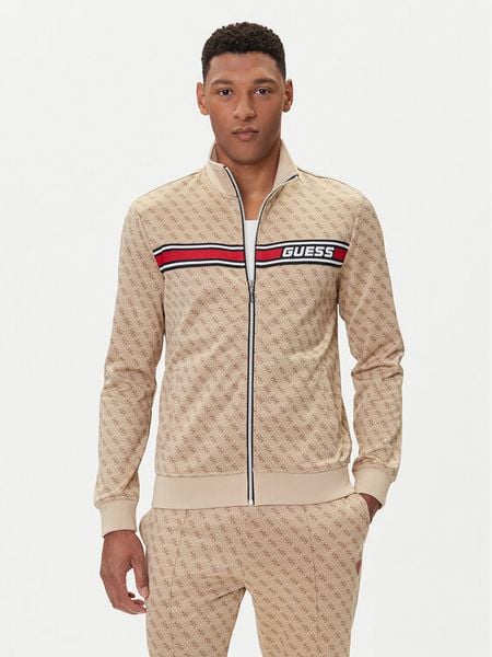 Guess Bluza Z2BQ06 K7122 Beżowy Regular Fit. Brązowe bluzy Guess, m, z aplikacjami, z bawełny, bez kaptura. Za 379.99 zł.