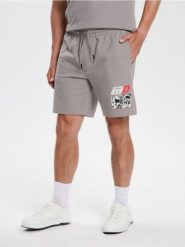 Szorty z nadrukiem - szary. Szare krótkie spodenki sportowe Sinsay, l, bez wzorów. W wyprzedaży za 24.99 zł.