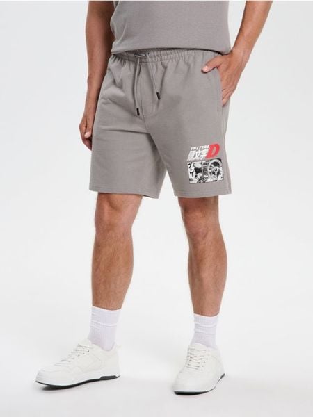 Szorty z nadrukiem - szary. Szare krótkie spodenki sportowe Sinsay, l, bez wzorów. W wyprzedaży za 24.99 zł.