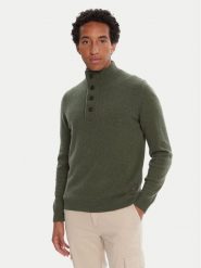 Barbour Sweter Patch Half Zip MKN0585OL51 Zielony Regular Fit. Zielone swetry rozpinane Barbour, m, bez wzorów, z wełny, bez kołnierzyka, bez ramiączek. Za 629.99 zł.