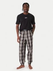 BOSS Piżama Easy Long 50535875 Czarny Loose Fit. Czarne piżamy Boss, m, bez wzorów, z bawełny, bez ramiączek. Za 379.99 zł.