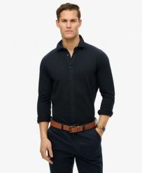 Superdry Koszula Vintage Destroy Pique z długim rękawem bawełniana - ECLIPSE. Niebieskie koszule Superdry, m, bez wzorów, z bawełny, bez kołnierzyka, bez ramiączek. Za 271.45 zł.