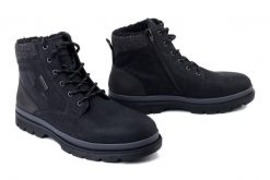 RIEKER TEX F7010-00 black, trzewiki męskie. Czarne botki sznurowane Rieker, bez wzorów, bez obcasa, bez zapięcia. Za 429.90 zł.
