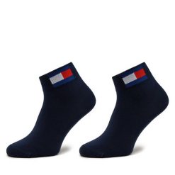 Zestaw 2 par wysokich skarpet unisex Tommy Jeans. Niebieskie skarpety Tommy Jeans, bez wzorów, z jeansu. Za 59.99 zł.