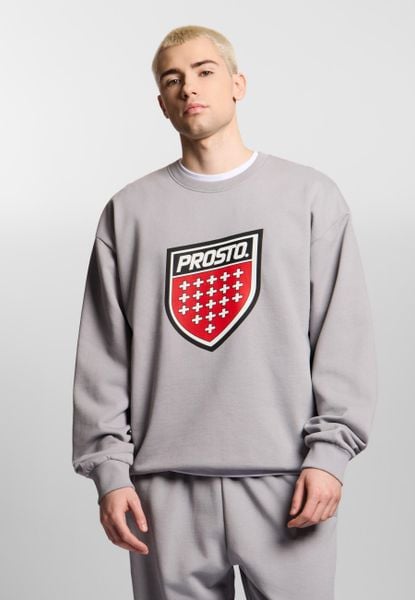 Bluza sportowa męska Prosto Shield Big bez kaptura. Szare bluzy bez kaptura Prosto., m, z aplikacjami, z bawełny, bez kaptura. Za 203.99 zł.