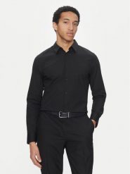 Calvin Klein Koszula LV04LB145G Czarny Slim Fit. Czarne koszule CALVIN KLEIN, m, bez wzorów, z bawełny, bez kołnierzyka, bez ramiączek. Za 239.99 zł.