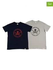 The Time of Bocha Koszulki (2 szt.) w kolorze granatowym i szarym rozmiar: L. Niebieskie bezrękawniki The Time of Bocha, l, bez wzorów, z bawełny, bez kołnierzyka, bez ramiączek. Za 86.99 zł.