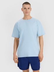 4F T-shirt oversize gładki męski - niebieski XXL. Niebieskie t-shirty 4F, m, bez wzorów, z bawełny, bez kołnierzyka, bez ramiączek. Za 79.99 zł.
