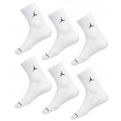 Skarpety Jordan Everyday Cushioned Crew 6 par białe. Białe skarpety Jordan, bez wzorów. Za 129.99 zł.