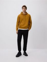 Bluza regular z kapturem - bursztynowy. Pomarańczowe bluzy z kapturem Reserved, l, bez wzorów, z bawełny, z kapturem. Za 129.99 zł.