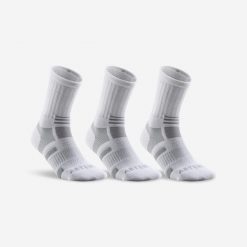 Skarpety sportowe tenis RS560 High 3 pary. Białe skarpetki sportowe ARTENGO, bez wzorów, z bawełny. Za 49.99 zł.