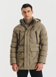 PAKO LORENTE – Beżowa kurtka męska na zimę. Brązowe kurtki Pako Lorente, na zimę, m, bez wzorów, z poliamidu, z kapturem. Za 499.99 zł.