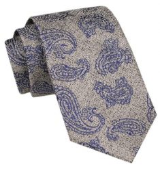 Modny Krawat Męski - Alties - Beż ze Wzorem Paisley. Krawaty i muchy Alties, bez wzorów, z tkaniny. Za 49.00 zł.