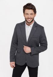 Marynarka casual JB-ANTON. Szare garnitury Volcano, na co dzień, l, bez wzorów, z dzianiny, casualowe. Za 329.99 zł.