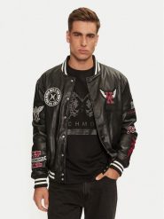 Richmond X Kurtka z imitacji skóry Meleb UMA24217GB Czarny Regular Fit. Czarne kurtki RICHMOND X, m, bez wzorów, ze skóry, bez kaptura. Za 1,129.00 zł.
