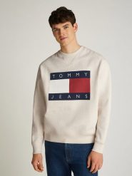 TOMMY JEANS Bluza w kolorze kremowym rozmiar: L. Brązowe bluzy Tommy Jeans, l, bez wzorów, z jeansu, bez kaptura. Za 296.35 zł.