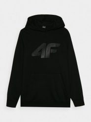 4F Bluza dresowa nierozpinana z kapturem męska - czarna L. Czarne bluzy z kapturem 4F, l, bez wzorów, z bawełny, z kapturem. Za 169.99 zł.