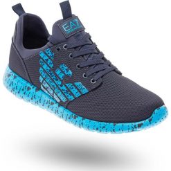 SNEAKERSY EA7 Emporio Armani. Niebieskie buty sportowe casual EA7 Emporio Armani, z aplikacjami, z syntetyku, bez zapięcia. Za 475.30 zł.