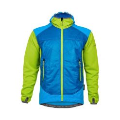 Kurtka polarowa hybrydowa wspinaczkowa męska Milo Deve. Niebieskie kurtki Milo, m, bez wzorów, z polaru, bez kaptura. Za 499.00 zł.