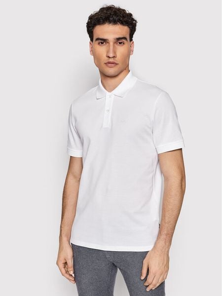 Boss Polo Pallas 50468362 Biały Regular Fit. Białe koszulki polo Boss, m, bez wzorów, z bawełny, bez kołnierzyka, bez ramiączek. Za 299.99 zł.