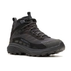Buty turystyczne męskie Merrell Moab Speed 2 Mid Gtx. Czarne buty trekkingowe Merrell, bez wzorów, bez zapięcia. Za 659.99 zł.